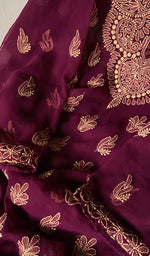 Load image into Gallery viewer, Alia Women's Lakhnavi Handcrafted Faux-Georgette Chikankari Semi-Stiched Suit Material - HONC0239597