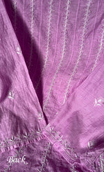 Load image into Gallery viewer, Women's Lakhnavi Handcrafted Linen Cotton Semi -Stitched Anarkali And Dupatta Set - HONC0273153