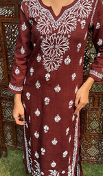 Load image into Gallery viewer, Women's Lakhnavi Handcrafted Cotton Chikankari Kurti - HONC0234197