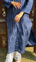 Load image into Gallery viewer, Women's Lucknowi Handcrafted Muslin Chikankari Kurti - HONC0180895