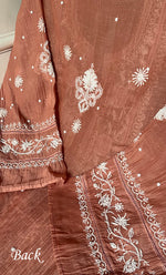 Load image into Gallery viewer, Women's Lakhnavi Handcrafted Mul Chanderi Semi - Stitched Anarkali And Dupatta Set - HONC0330159