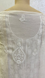 Load image into Gallery viewer, Women's Lakhnavi Handcrafted Mul Chanderi Chikankari Semi Stitched Kurta And Dupatta Set- HONC0138989