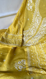 Load image into Gallery viewer, Women's Lakhnavi Handcrafted Tissue Chanderi Semi-Stitched Kurta And Dupatta Set - HONC0299537
