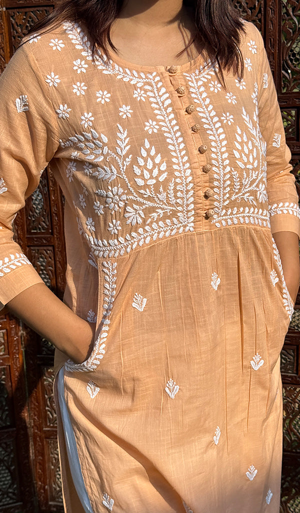 Women's Lakhnavi Handcrafted Cotton Chikankari Kurti - HONC0268761