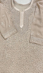 Load image into Gallery viewer, Women's Lakhnavi Handcrafted Viscose Georgette Chikankari Kurti - HONC0204829