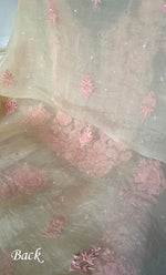 Load image into Gallery viewer, Women's Lakhnavi Handcrafted Pure Organza Chikankari Unstitched Kurta And Dupatta Set- HONC0328271