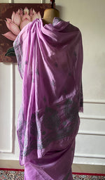 将图像加载到图库查看器中, Women's Lakhnavi Handcrafted Mul Chanderi Chikankari Saree - HONC0312049