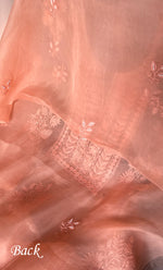 Load image into Gallery viewer, Women's Lakhnavi Handcrafted Pure Organza Chikankari Unstitched Kurta And Dupatta Set- HONC0314163