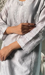 Load image into Gallery viewer, Women's Lakhnavi Handcrafted Mul Chanderi Chikankari Top - HONC0329107