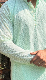 Load image into Gallery viewer, Men's Faux-Georgette Hakoba Kurta - HONC0261832