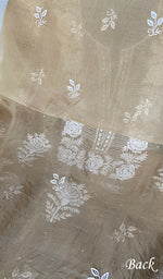 Load image into Gallery viewer, Women's Lakhnavi Handcrafted Pure Organza Chikankari Unstitched Kurta And Dupatta Set- HONC0346451