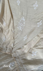 Load image into Gallery viewer, Women's Lakhnavi Handcrafted Munga Silk Semi - Stitched Chikankari Kurta And Dupatta Set- HONC0246918