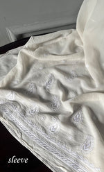 Load image into Gallery viewer, Saima Women's Lakhnavi Handcrafted Pure Silk Georgette Chikankari Kurti Fabric - NC038321