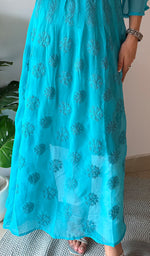 Load image into Gallery viewer, Aidah Women's Lakhnavi Handcrafted Faux-Georgette Chikankari Anarkali Dress - HONC038898