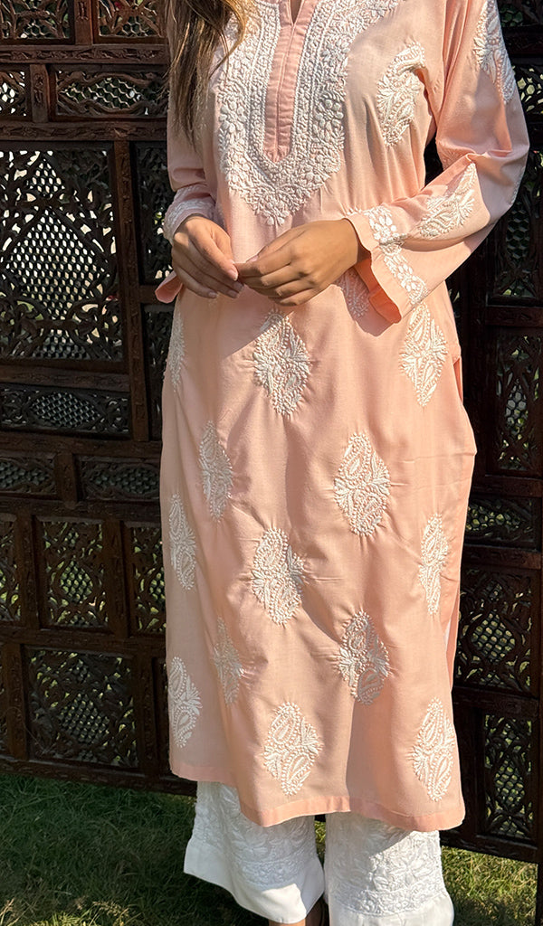 Zoha Women's Lucknowi Handcrafted Cotton Chikankari Kurti - HONC0234312