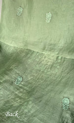 将图像加载到图库查看器中, Mainaaj Women's Lakhnavi Handcrafted Pure Organza Chikankari Unstitched Kurta And Dupatta Set - HONC0330934