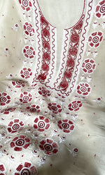 将图像加载到图库查看器中, Women's Lakhnavi Handcrafted Pure Organza Chikankari Unstitched Kurta And Dupatta Set- HONC0328890