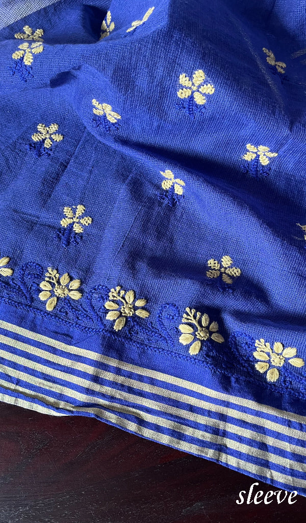 Women's Lakhnavi Handcrafted Kota Cotton Chikankari Unstitched Kurti Fabric - N7567