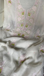 Load image into Gallery viewer, Rashi Women's Lakhnavi Handcrafted Mul Chanderi Unstitched Kurta And Dupatta Set - HONC0343184