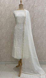 Load image into Gallery viewer, Women's Lakhnavi Handcrafted Maheshwari Mul Chanderi Unstitched Kurta And Dupatta Set - HONC0288966