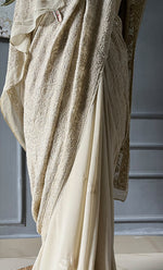 Load image into Gallery viewer, Women's Lakhnavi Handcrafted Pure Silk Georgette Chikankari - HONC0288394