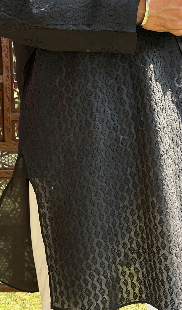Men's Lucknowi Handcrafted Cotton Chikankari Kurta - HONC011494