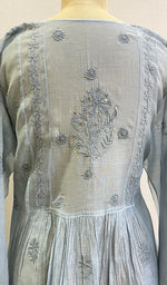 Load image into Gallery viewer, Women's Lakhnavi Handcrafted Chanderi Silk Chikankari Kurta Dupatta Set- HONC0175836