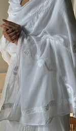 Load image into Gallery viewer, Women's Lucknowi Handcrafted Cotton Chikankari Dupatta - HONC0224346