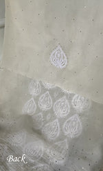Load image into Gallery viewer, Women's Lakhnavi Handcrafted Pure Organza Chikankari Unstitched Kurta And Dupatta Set- HONC0314851