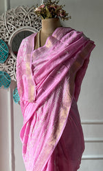 将图像加载到图库查看器中, Women's Lakhnavi Handcrafted Chanderi Silk Chikankari Saree - HONC0273491