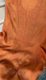 将图像加载到图库查看器中, Women's Lakhnavi Handcrafted Mul Chanderi Unstitched Chikankari Full Suit Material - HONC0328109