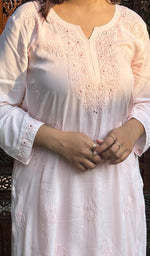Load image into Gallery viewer, Women's Lucknowi Handcrafted Modal Cotton Chikankari Kurti - HONC0225836