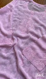 将图像加载到图库查看器中, Women's Lakhnavi Handcrafted Viscose Georgette Chikankari Kurti - HONC0204840