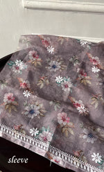 将图像加载到图库查看器中, Disha Women's Lakhnavi Handcrafted Organza Chikankari Unstitched Kurti Fabric - HONC0332145