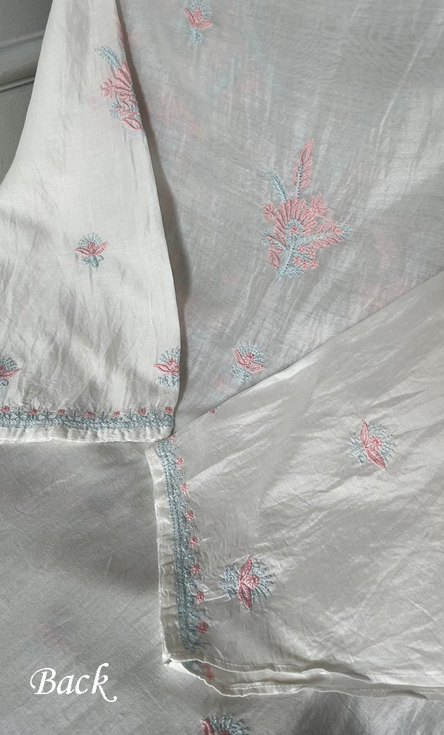 Women's Lakhnavi Handcrafted Chanderi Silki Semi - Stitched Kurta And Dupatta Set - HONC0314223