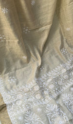Load image into Gallery viewer, Women's Lakhnavi Handcrafted Munga Silk Chikankari Saree - HONC0266958