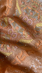 Load image into Gallery viewer, Women's Lakhnavi Handcrafted Organza Chikankari Unstitched Kurta And Dupatta Set- HONC0SOLD