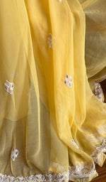 Load image into Gallery viewer, Women's Lakhnavi Handcrafted Faux-Georgette Chikankari Saree - HONC0188856