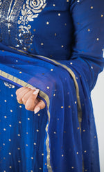 将图像加载到图库查看器中, Shanaya Women's Lakhnavi Handcrafted Mul Chanderi Chikankari Stitched Kurta, Dupatta And Pant Set - HONC0322417