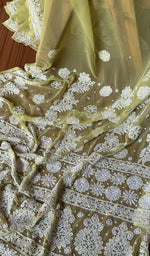 将图像加载到图库查看器中, Women's Lucknowi Handcrafted Faux-Georgette Chikankari Saree - HONC0228971