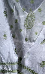 Load image into Gallery viewer, Women's Lakhnavi Handcrafted Mul Chanderi Semi - Stitched Angrakha And Dupatta Set - HONC0303211