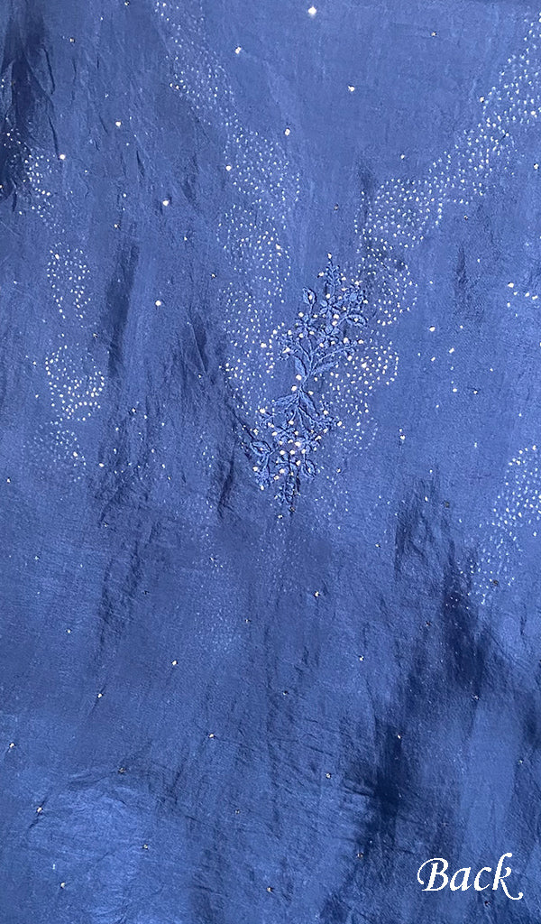 Afeera Women's Lakhnavi Handcrafted Pure Organza Chikankari Unstitched Kurta And Dupatta Set- HONC0261148