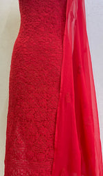 Load image into Gallery viewer, Women's Lucknowi Handcrafted Faux-Georgette Chikankari Suit Material - HONC0149105