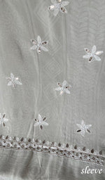 将图像加载到图库查看器中, Saima Women's Lakhnavi Handcrafted Pure Silk Georgette Chikankari  Kurti Fabric - HONC0229272