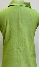 将图像加载到图库查看器中, Fiza Women's Lakhnavi Handcrafted Chanderi Silk Semi- Stiched Chikankari Top - HONC0192100