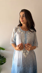 Load image into Gallery viewer, Pragya Women's Lucknowi Handcrafted Mul chanderi Chikankari Kaftan - HONC0379011