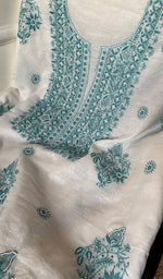 将图像加载到图库查看器中, Women's Lakhnavi Handcrafted Mul Chanderi Unstitched Kurta And Dupatta Set - HONCO278130