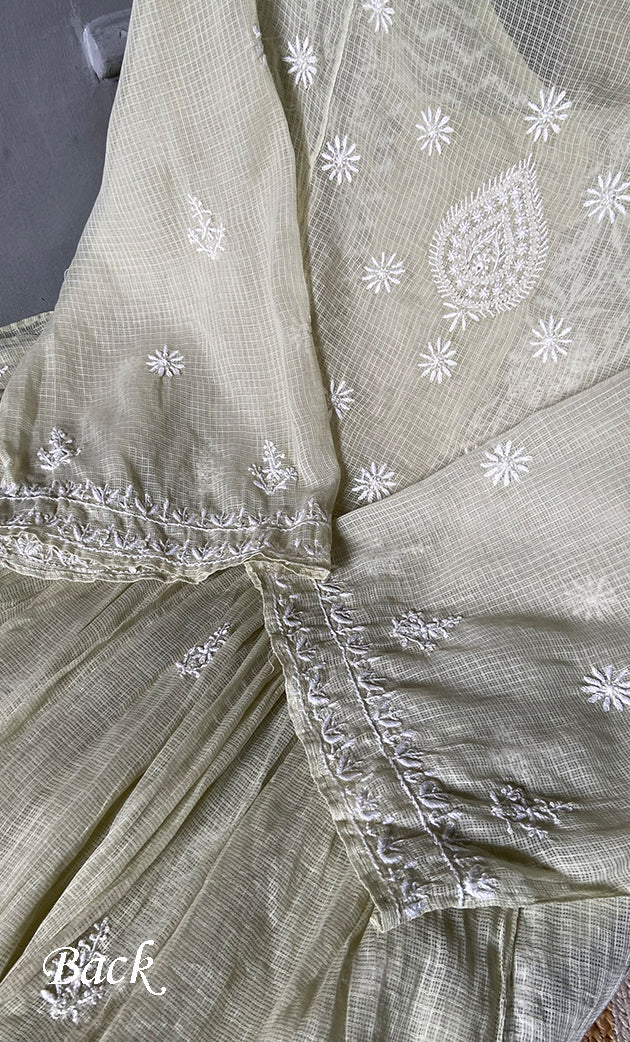 Sehmat Women's Lakhnavi Handcrafted Kota Cotton Semi - Stitched Angrakha And Dupatta Set- HONC0307361