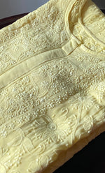Load image into Gallery viewer, Women's Lakhnavi Handcrafted Pure Silk Georgette Semi -Stitched Chikankari Kurti Fabric - HONC0274183