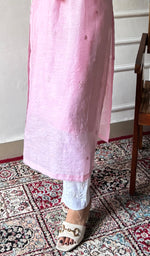 Load image into Gallery viewer, Women's Lakhnavi Handcrafted Muslin Chikankari Kurti - HONC02647660
